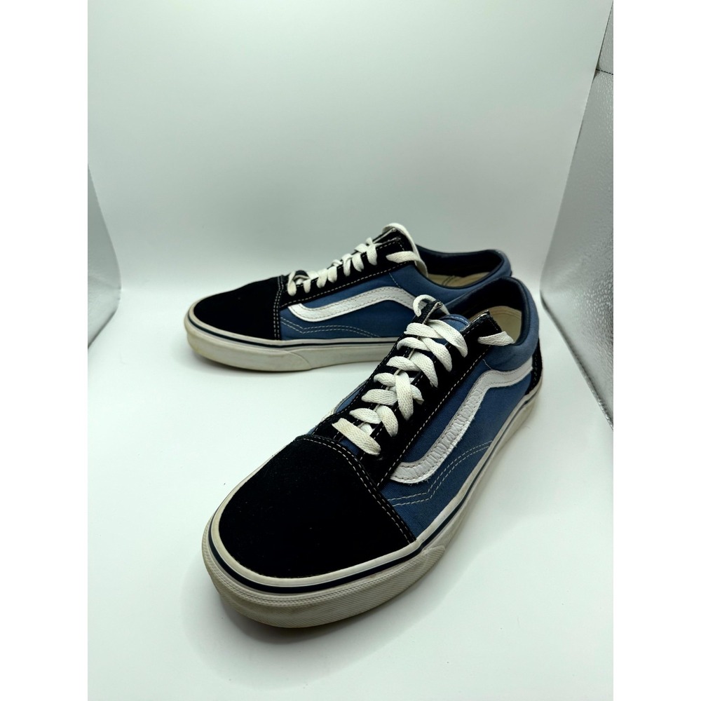 Vans Old Skool 500714 Mens 7 Sneaker Blue Black Suede Canvas Skateboarding Shoes